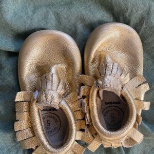 Gold Leather Baby Moccasins